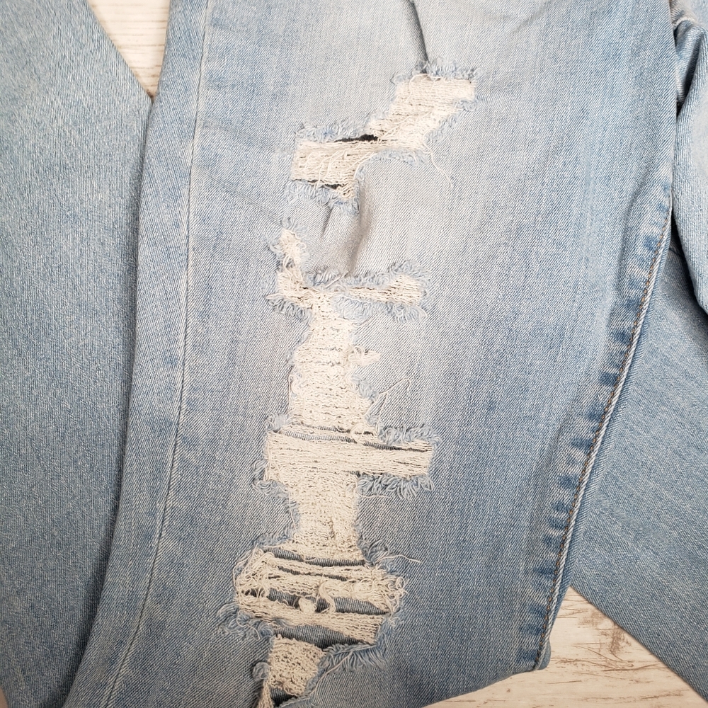 Universal Thread Raw Hem Skinny Jeans 12 Light Wash Distressed 31 Mid Rise - Picture 4 of 10